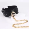 Adult Bondage Gear Neck Collar with Chain High Quality Leather Sexual Handcuffs Game for Couples