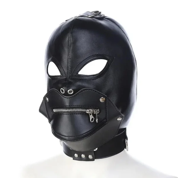 Adult Sex Face Slave Costume Male Bondage Big Leather Head Hood