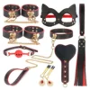 Adult Sex Set 8 Piece Bundle Bound Handcuffs Foot Cuffs PU Whips Couple Training Romantic Toys