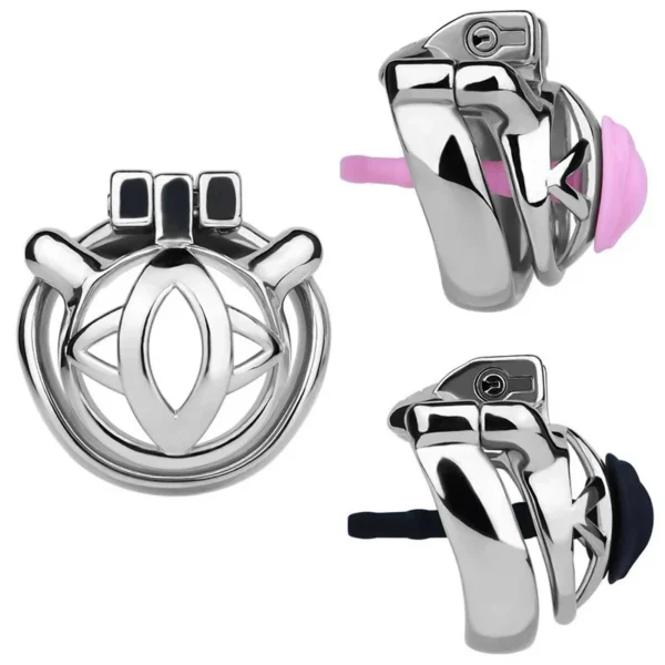 Stainless Steel Male Chastity Cage with Silicone Catheter, Suitable for Male Feminization effeminate Boys, Adult Sex Toy