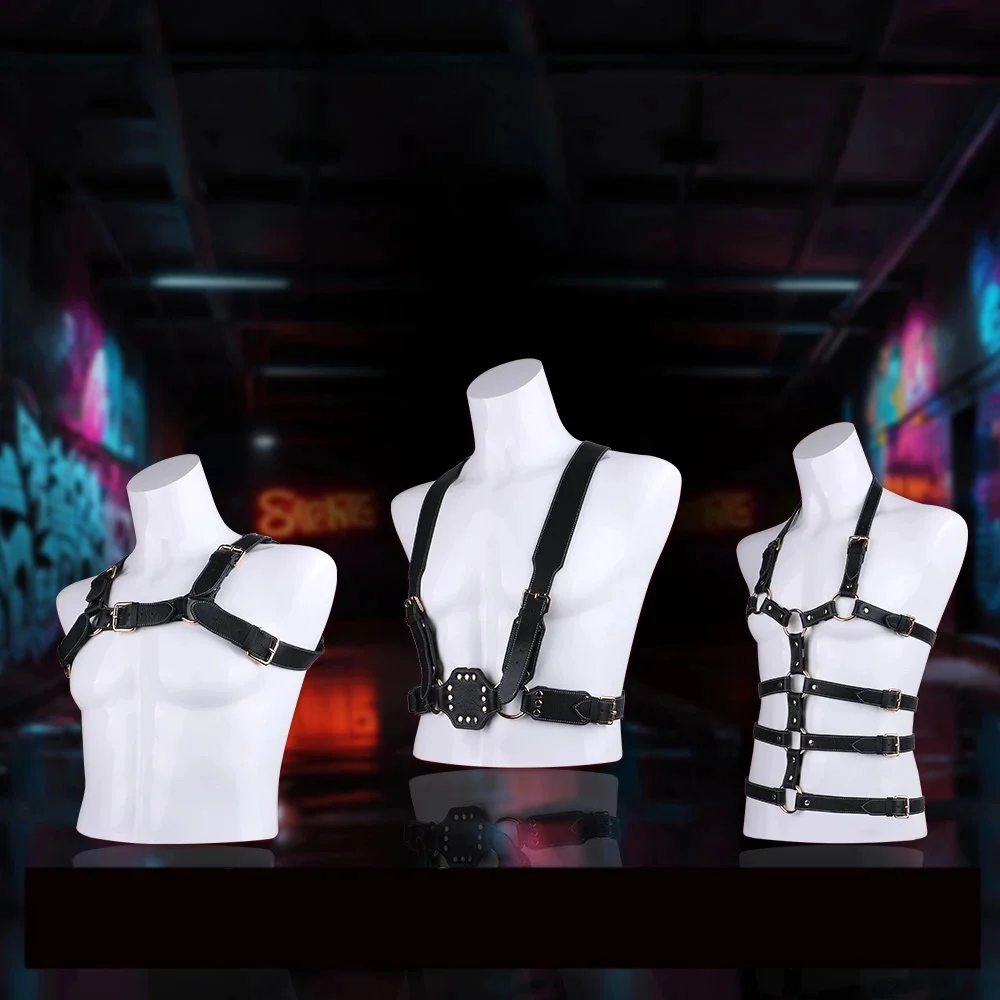 Adjustable PU Leather Men's Body & Chest Harness, Bondage Harness with Single, Double & Multi-Strap Styles