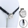 Wearable Steel Metal Chastity Lock with Flat Built-in Cage for Penile Confinement and Urinary Catheter Compatibility for Men
