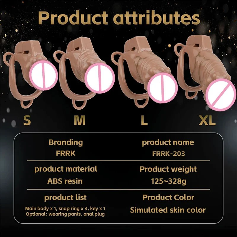 Removable Adult Realistic Penis Chastity Cage with Restraints Resin Material Simulated Skin Color Chastity Cage for Adult Men
