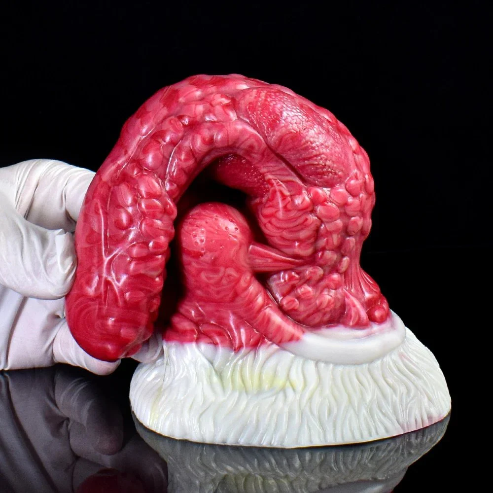 Monster Dildo With Suction Cup Flame Color Aliens Vagina Anal Plug Silicone Penis Sex Toy