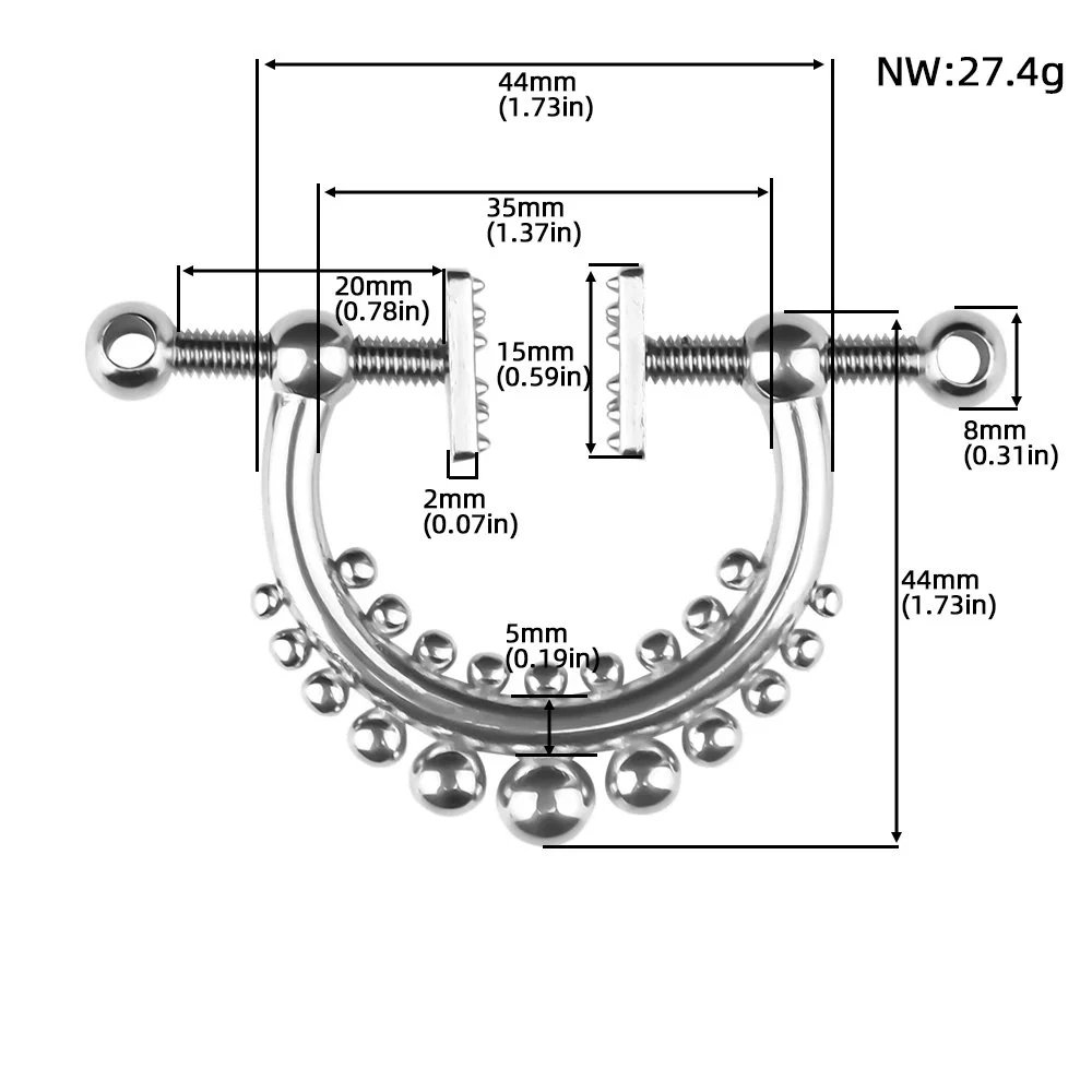 Adjustable Metal Nipple Clamps Necklace Entertainment Chain Clip for Women Man Non-Piercing Nipplerings Clip on Nipple Rings