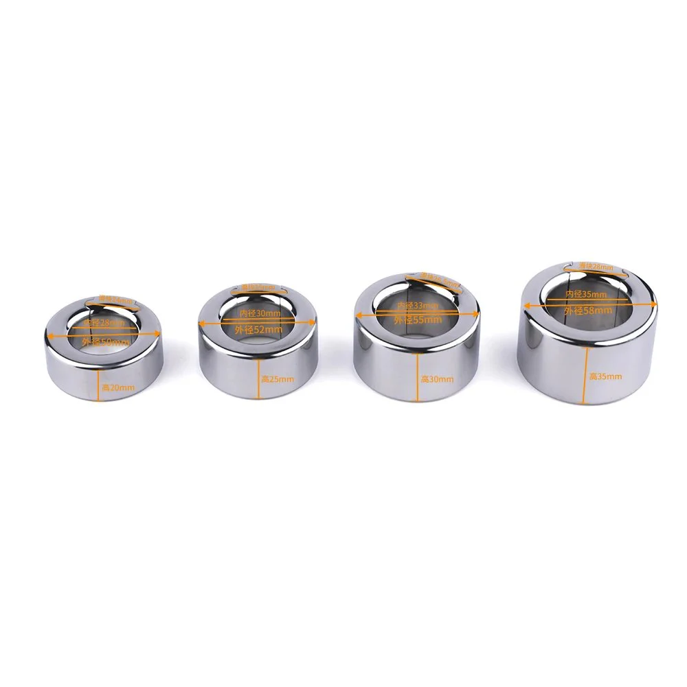 Stainless Steel Testis Ball Stretcher Heavy Scrotum Pendant Restraint Stretching Locking Cock Ring CBT Sex Toys