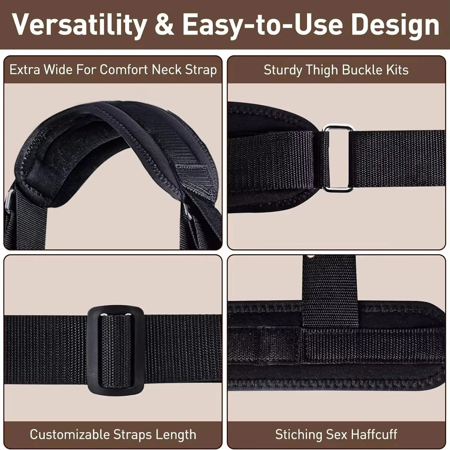 Adult Sex Bondage Kit Bed Restraints Set with Handcuffs Neck to Thigh Ankle Adjustable Leg Straps Handcuffs for Couples