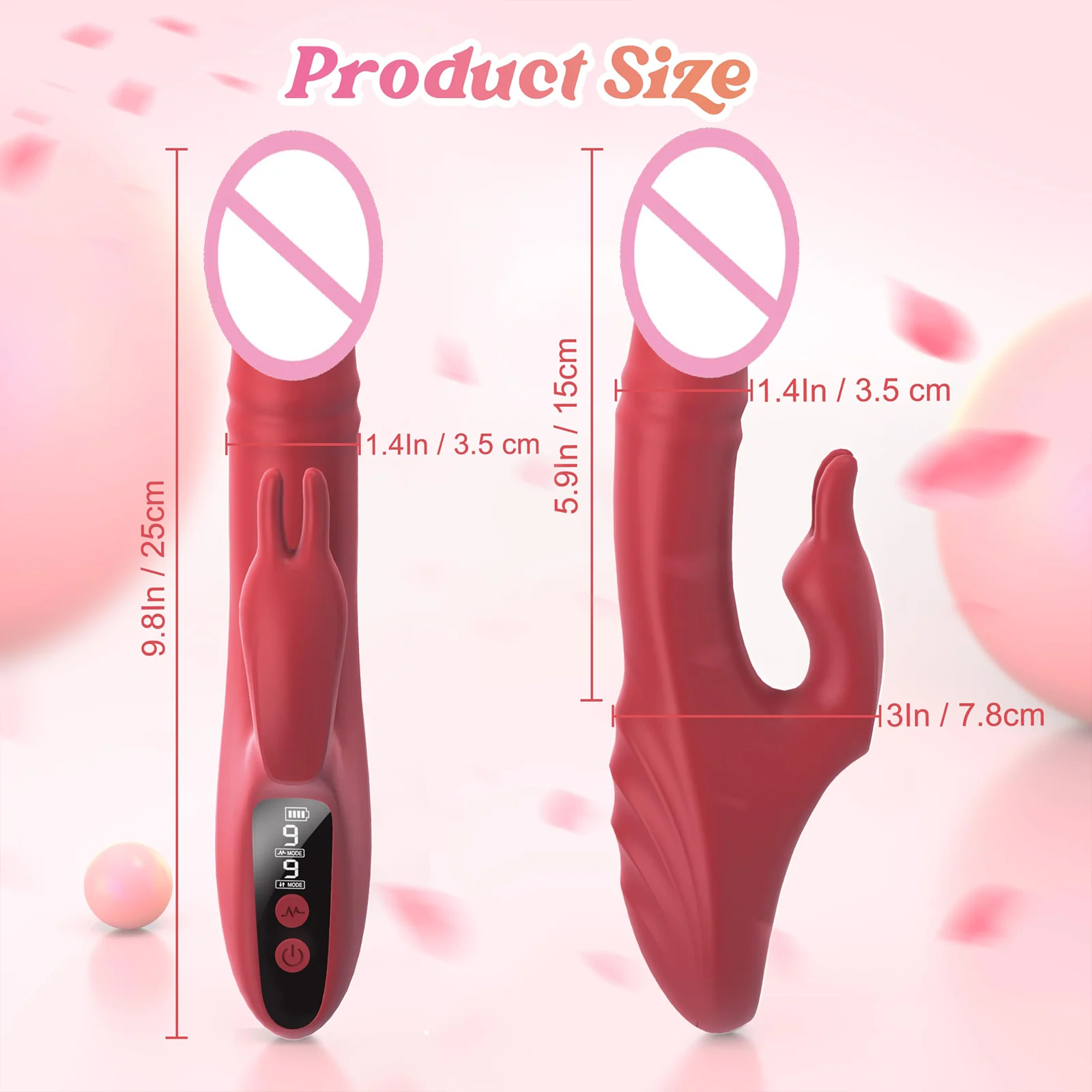 9 Powerful Vibrations Clitoris Stimulator Thrusting Realistic Dildo Vibrator LED Display G-Spot Bunny Rabbit Vibrator for Women