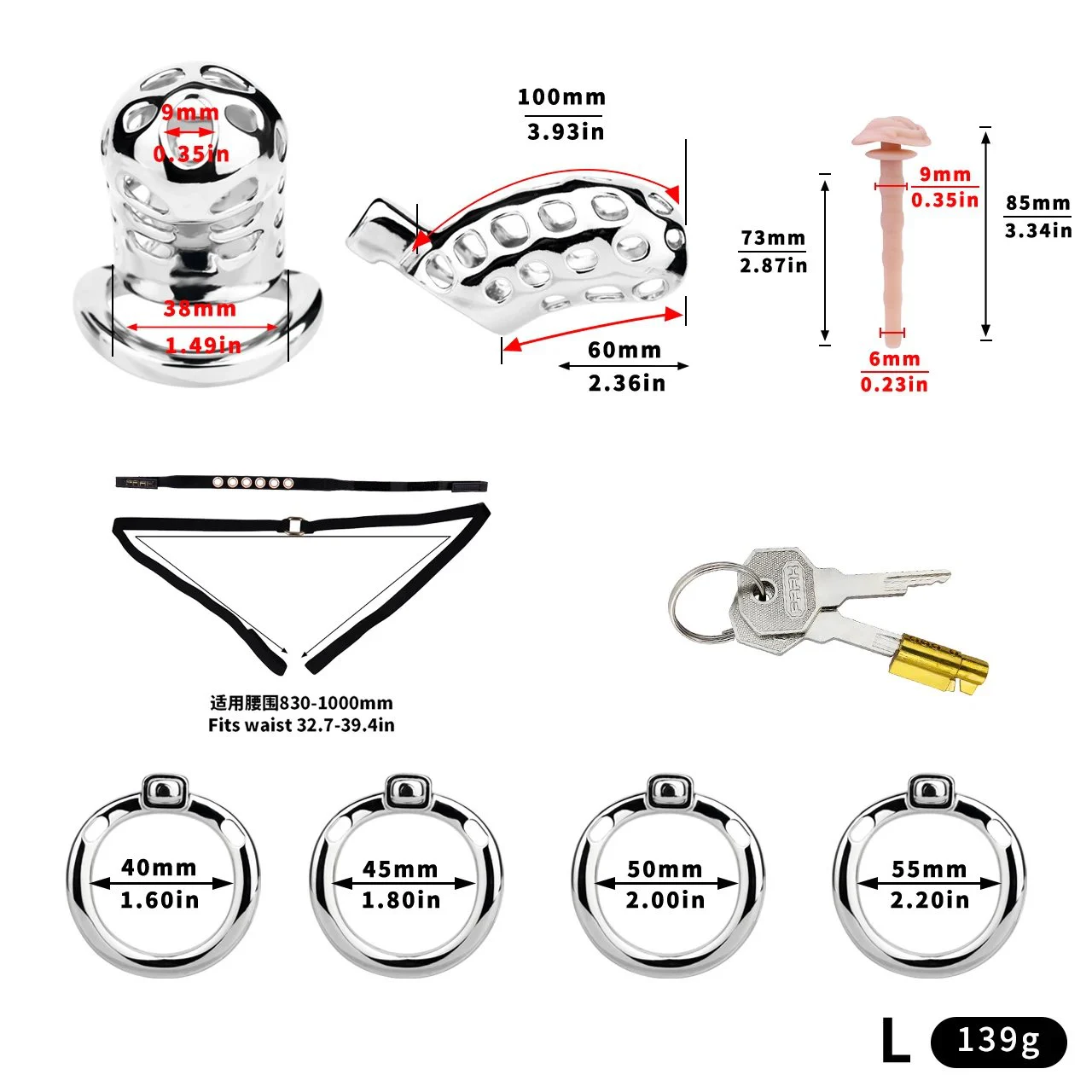 Steel Male Chastity Lock with Catheter Design Delivers Intense Confinement Sensation Through Male Penis Cage Restraint