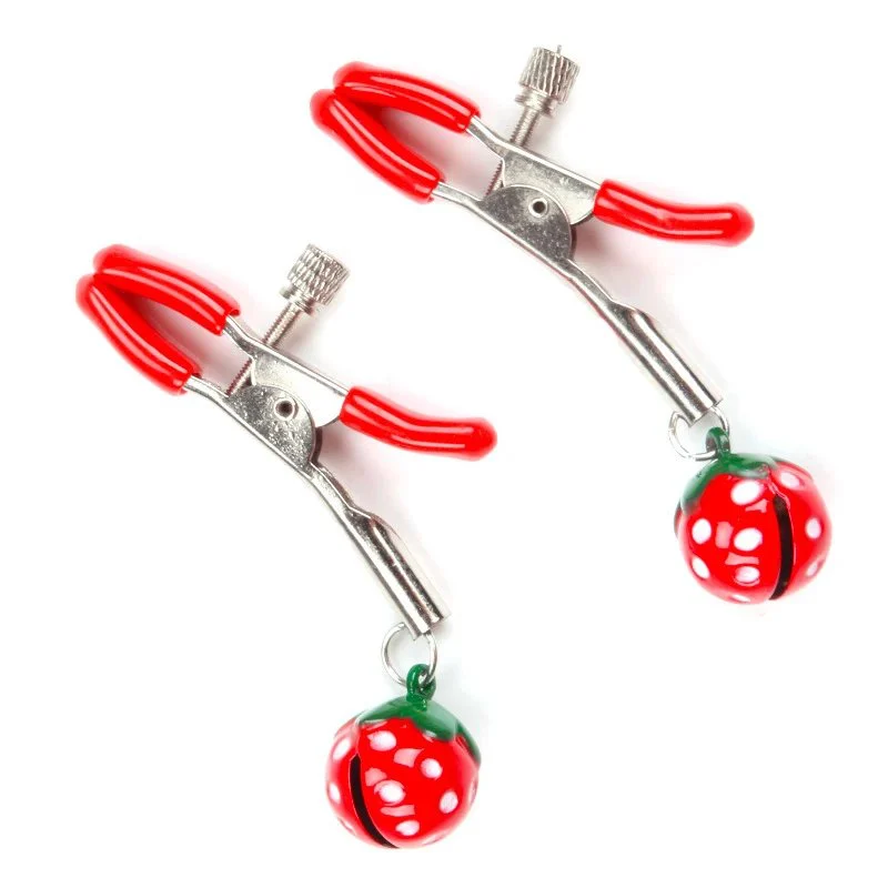 Sweet Strawberry Bell Milk Clip SM Prop Milk Clip Couple Training Nipple Clip Clitoral Clip Sexual Products