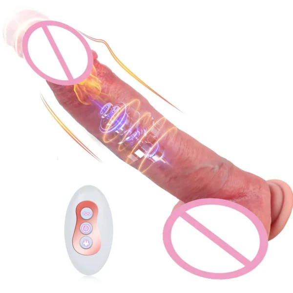 Anal Vaginal Masturbation Remote Control 8.5 Inch Heating Thrusting Realistic Dildo Vibrator Adult Sex Toy for Men Women Couples