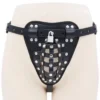 Adult Men's Leather Cock Cage Stainless Steel Chastity Locking Device for Sex Toys and SM Bondage Restraint