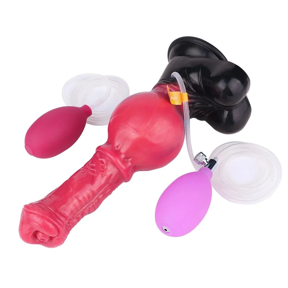 Animal Horse Orgsm Squirting Dildo Inflatable Fantasy Big Knot Dildo 9.4'' Soft Silicone Big Butt Plug Squirting Cock Sex Toy