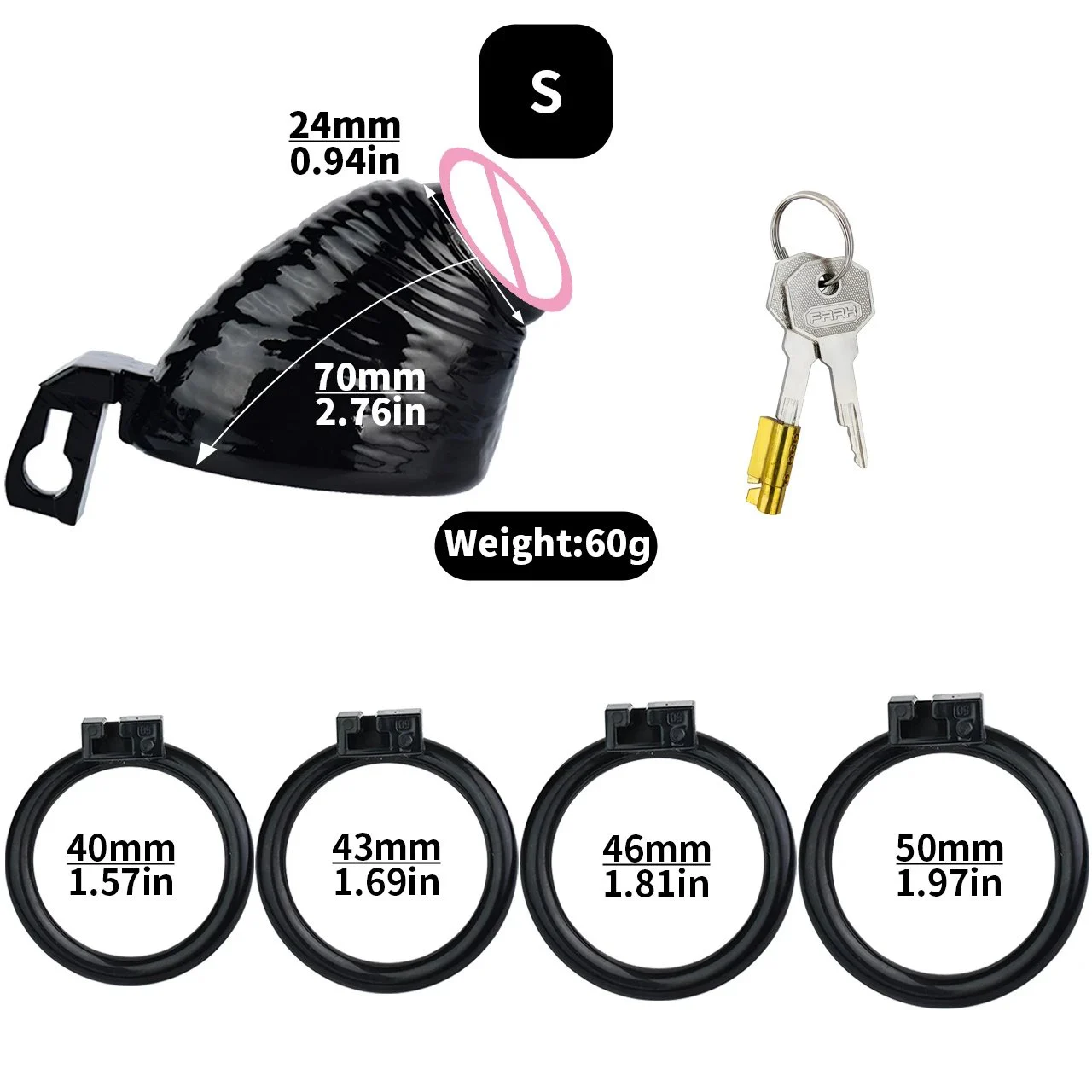 Resin Male Penis Shape Chastity Lock Cock Cage with Curved Round Ring Chastity Cage for Men Sex Toys for Men