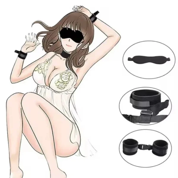 Bondage Gear Set Kits Sex Toy for Adult Women Couple Fantasy Wives Set Handcuffs Ankle Cuff Restraints