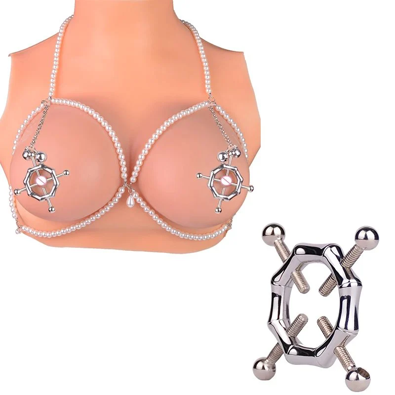 Breast Clip for Female Sex Toy Nipple Play Crystal Chain Nipple Clamps Leather Harness Fetish Sex Breast Restraints