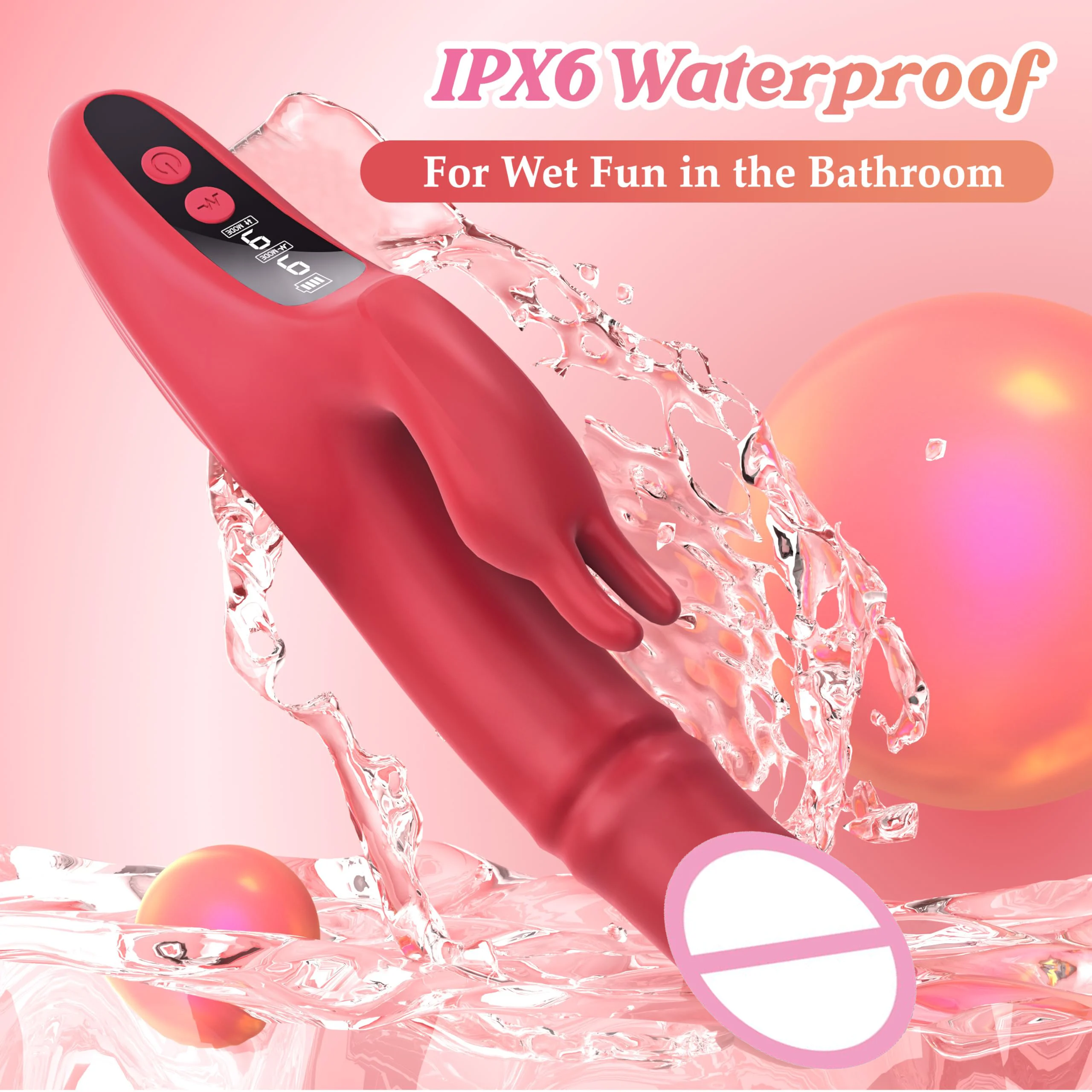 9 Powerful Vibrations Clitoris Stimulator Thrusting Realistic Dildo Vibrator LED Display G-Spot Bunny Rabbit Vibrator for Women