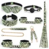 Restraints Collar Handcuffs Blindfold Leopard Glow in the Dark Bondage Kit Sex Toys 7PCS for Couples