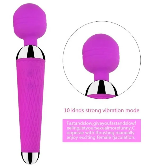 USB Power 10-Speed Wand Vibrator Rabbit Dildo for Vaginal Stimulation