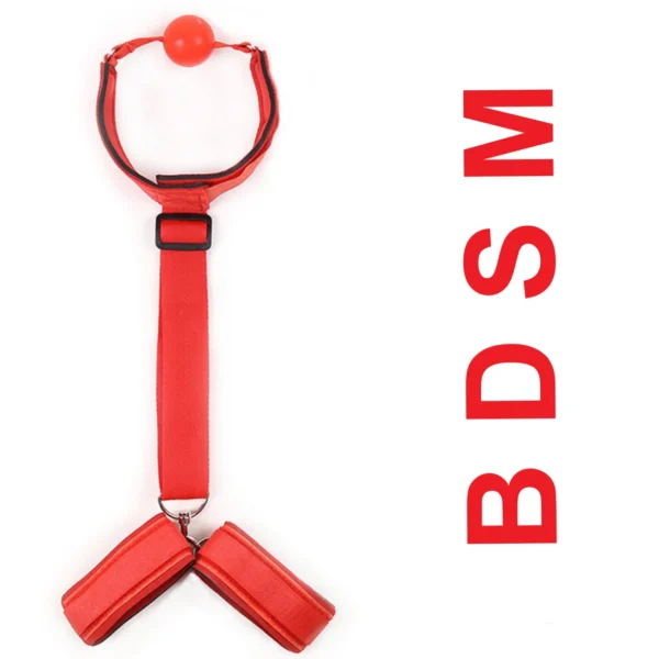 Black Leather Fetish Male Bondage Sex Toys Handcuffs Straps Mouth Gag Cross Tie Set Couple Restraint Rope Gear