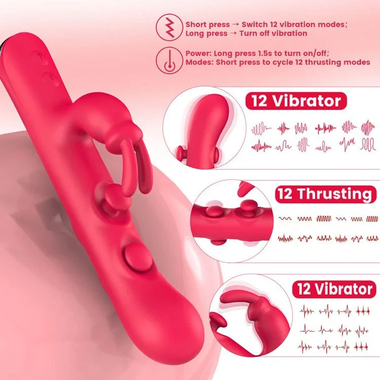 Telescopic Dildos Rabbit Vibrator G Spot Masturbator Clitoris Stimulator Adult Sex Toys for Women