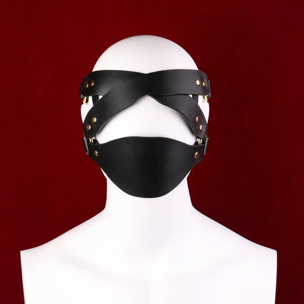 Comfortable Leather Mask with Adjustable Straps Two Colors Available for Fetish Role Play
