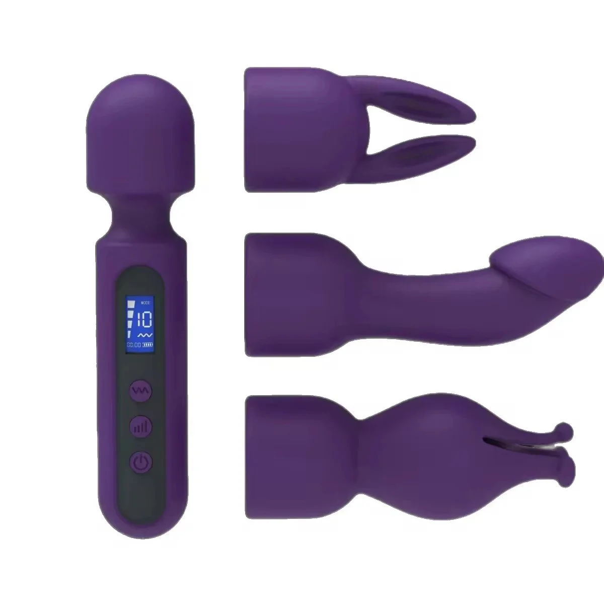 10 Speeds 4 Frequency Body Massager Led Display AV Wand Massager Clitoral Stimulator Silicone Vibrator with 3 Accessories