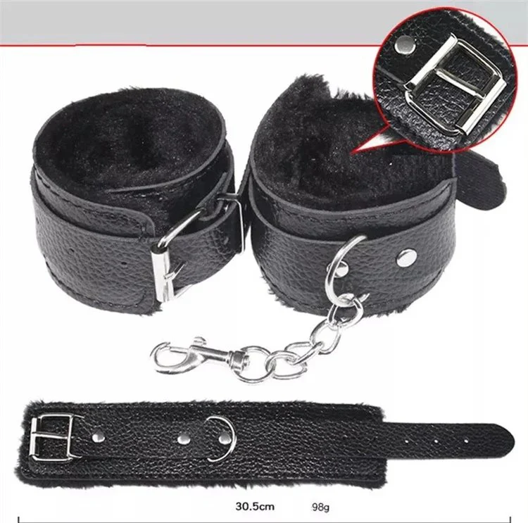 Ankle Wrist Cuff Eye Mask Blindfold Ball Gag Whip Feather Tickler PU Leather Bondage Set 10pcs Restraints Kit