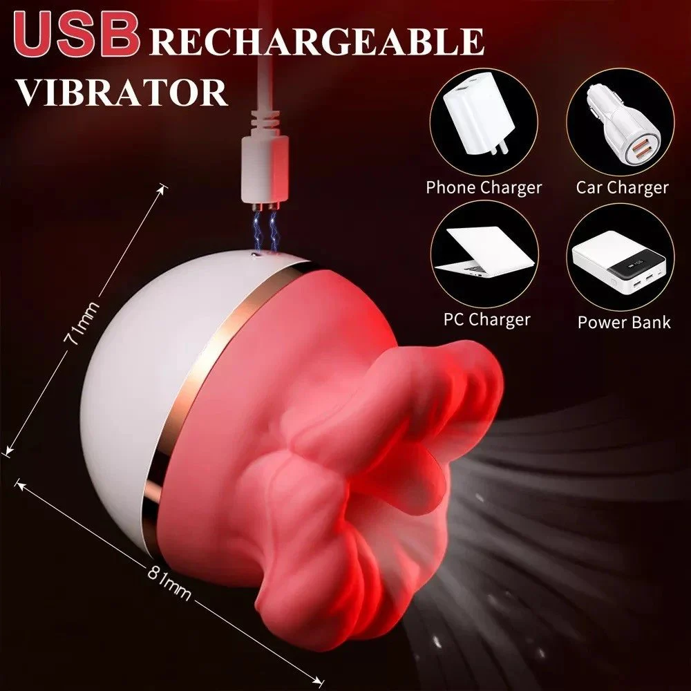 Rotating Suction Style Big Lips Tongue Licking Sex Toy Couples Female Masturbation Waterproof Rose Vibrator