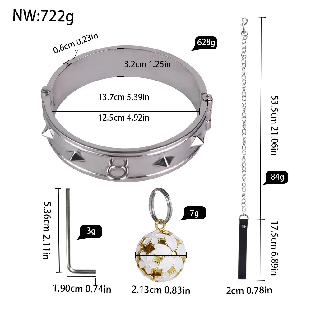 Diamond Spire Premium Leather Adjustable Collar for Submissive Play with Spikes & Metal Buckle