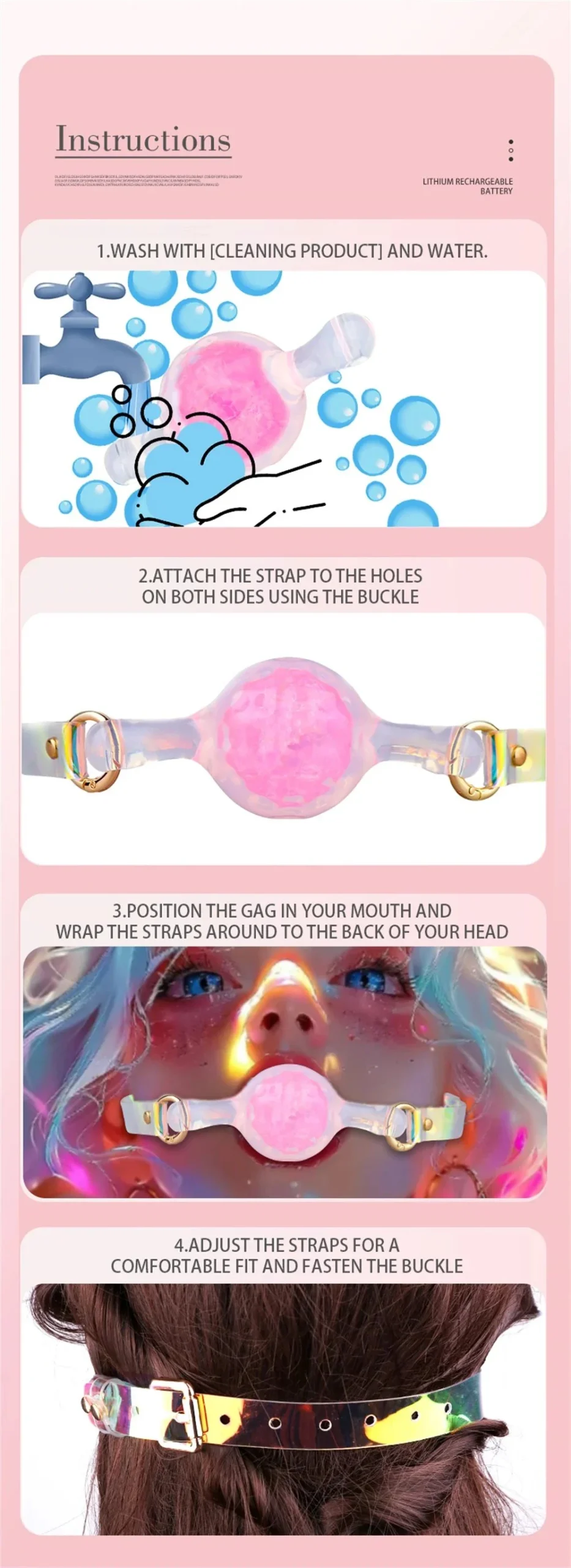 2'' Silicone Ball Gag Bondage for Adult Bondage Restraints Sex Play Mouth Gag Strap on Adult Sex Toy