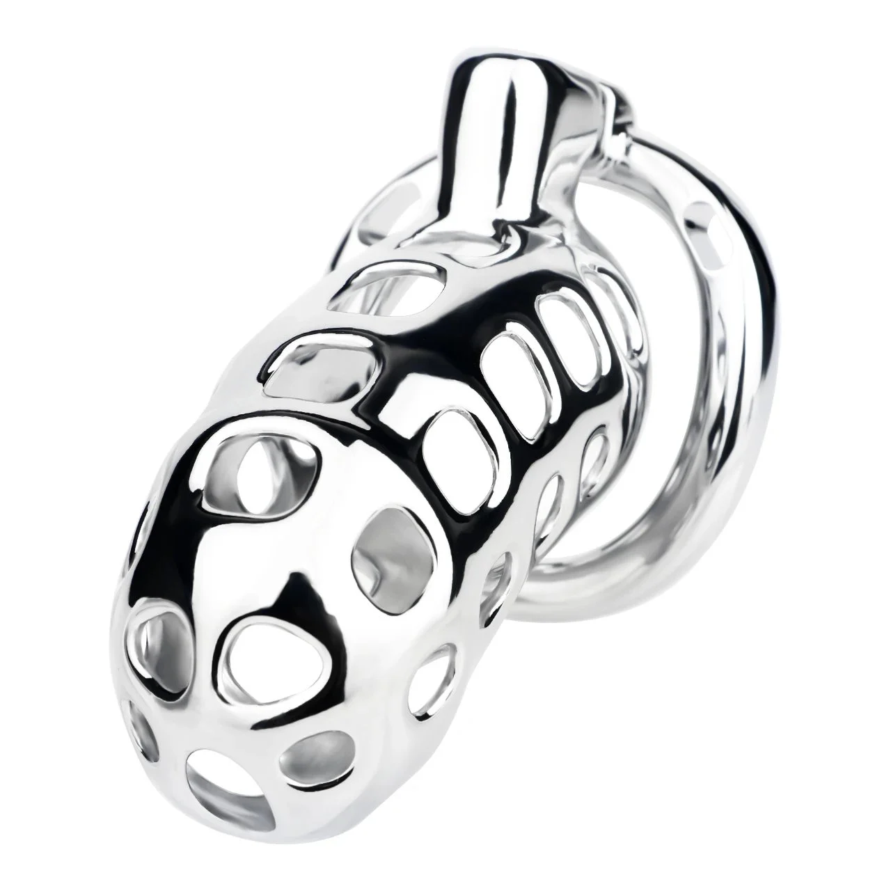 Steel Male Chastity Lock with Catheter Design Delivers Intense Confinement Sensation Through Male Penis Cage Restraint