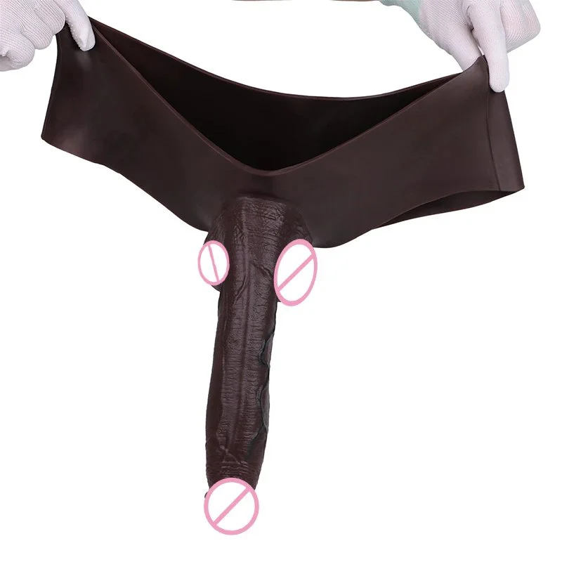 10.01'' Long Hollow Dildo Strap on Silicone T-Back Pants for Men Dick Enlargement Male Strap on Penis Sleeve