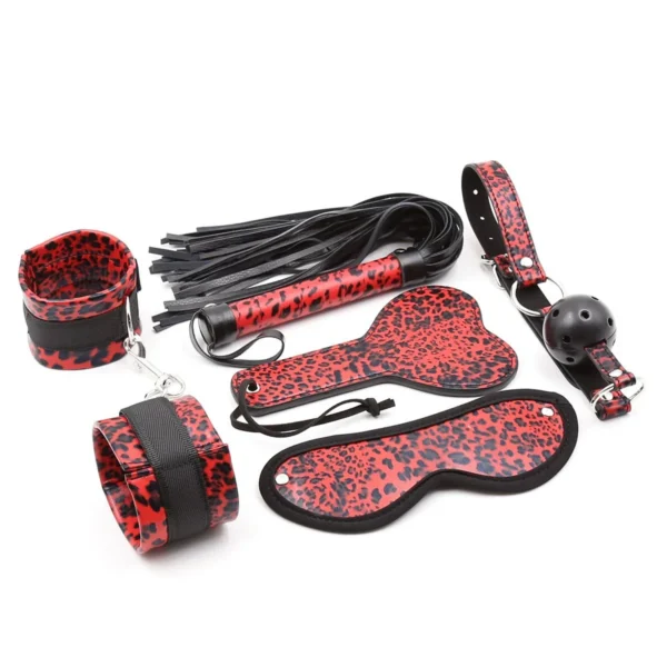Adult Flirting Leather Handcuffs Eyepatch Whip Sex Toys