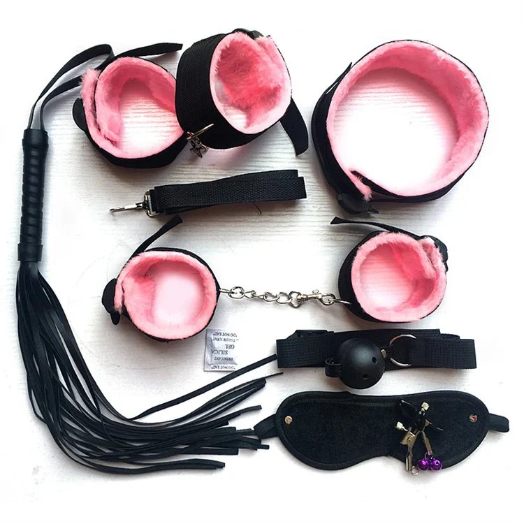Erotic Sex Toys Cheap Sexual Product Soft 7PCS Nipple Clamps Handcuffs Game Bondage Set