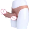 Bold Hollow Dirty Leather Pants with Soft Features AV Fake Yin Pants Men's Wearable Sex Toys and Tools Dildo Vibrator Dildos