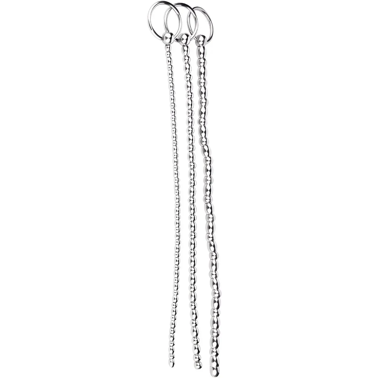 Urethral Sounds 3 PCS Set Stainless Steel Penis Plug with Multi Beads Smooth Urethral Dilators Masturbation for Men