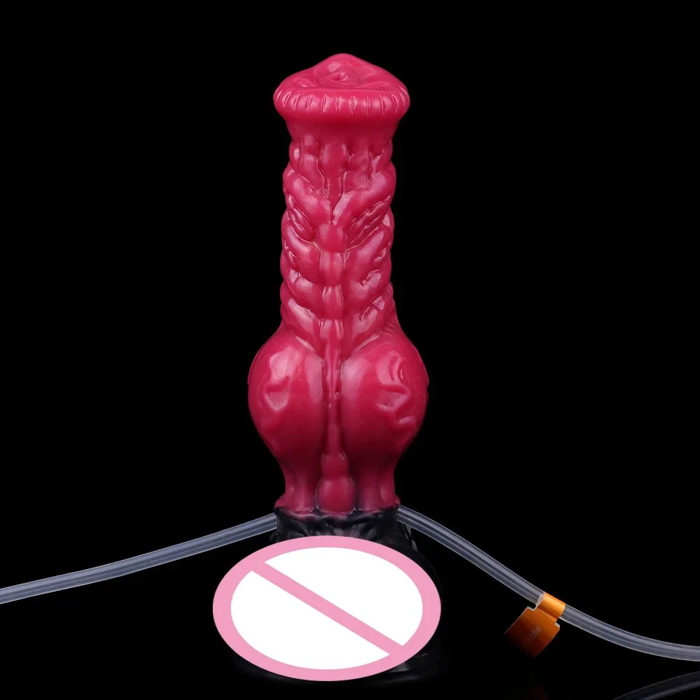Monster Series Squirting Dildo with Fantastic Ejaculation Spring Red Color Inflatable Squirting Dildo for Couple Love