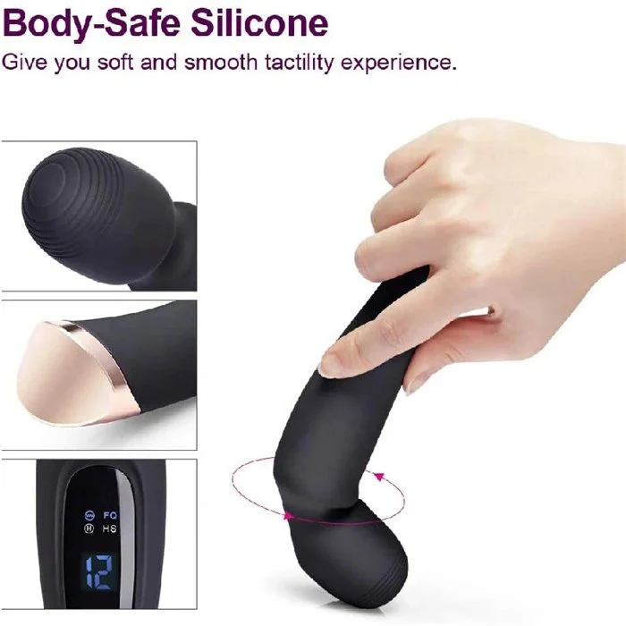 USB LCD Display 12-Frequency Strong Vibration AV Wand Massage Dildo Vibrator Adult Men Women G-Spot Gynecological Health Care