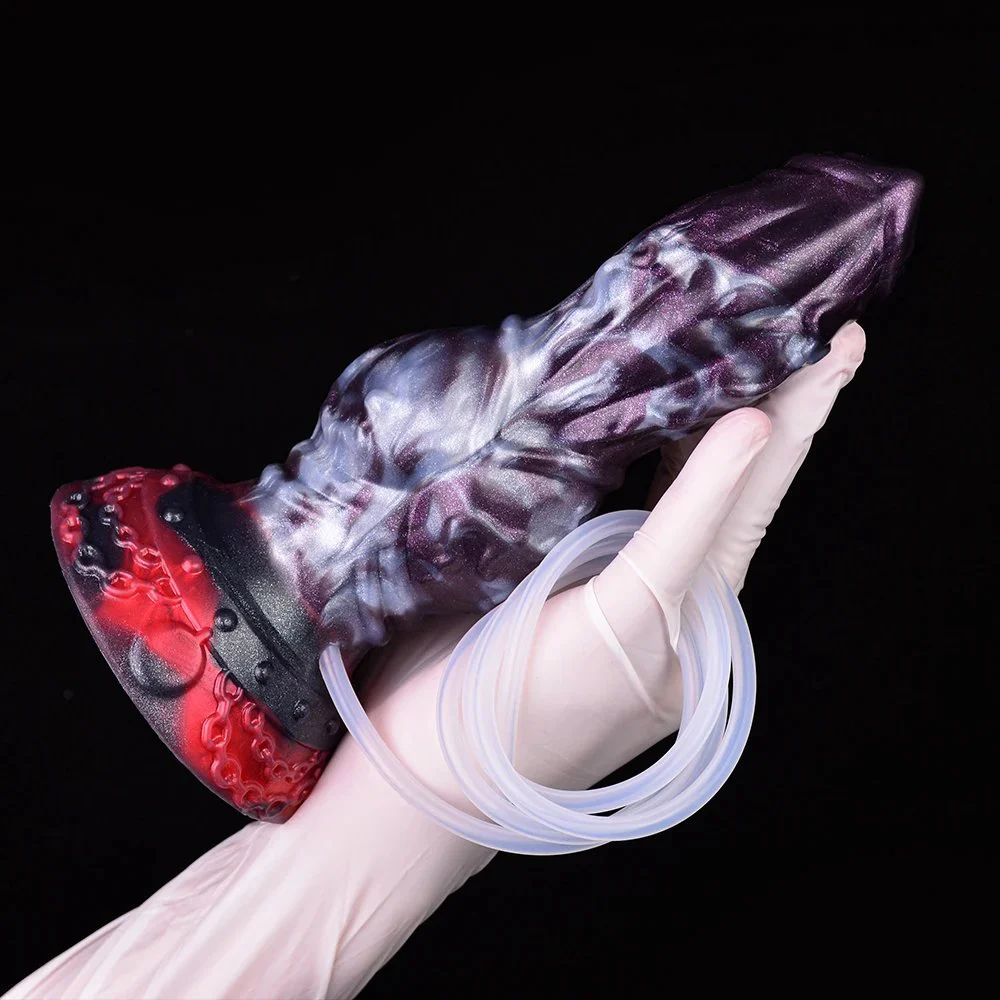 Realistic Squirting Dog Dildo Suction Cup Dildo with Knot, Big Pink Silicone Thick Dragon Dildo Anal Toy for Women and Men