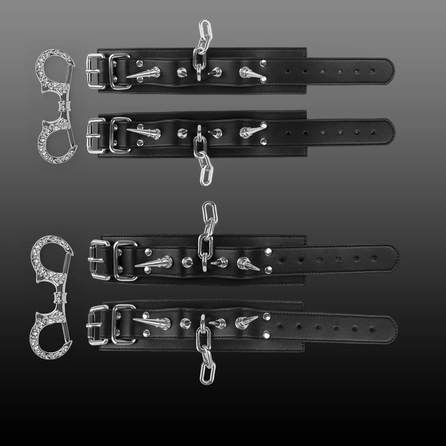 Handcuffs and Ankle Cuffs Set Roleplay Accessories Surrender to the Softness of Leather Enhance Intimacy 2 Colors Available