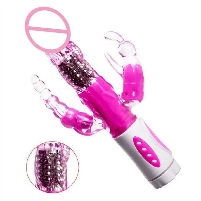 Top Electric Triple Rabbit Dildo Vibrator for Women With Rotating Head Massage Butterfly & G-Spot Features