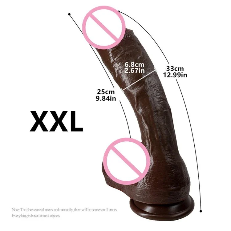 Realistic Touch Silicone Black Dildo with Powerful Suction Cup Big Large Thicker Penis Women Masturbation