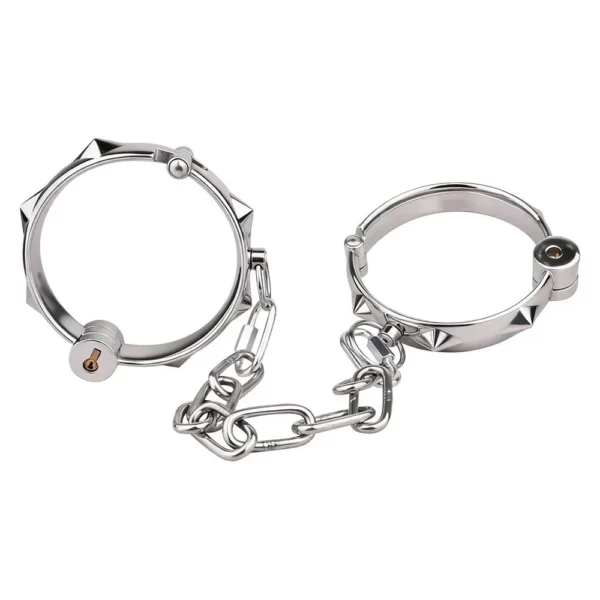 Shackles & Handcuffs with Lock Metal Bondage Toys for Unisex High Heavy Duty Fetish Harness Restraint Kit-Handcuff