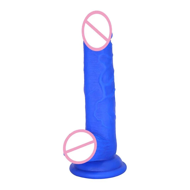 Multiple Colors Blue Realistic Big Dildo Penis Simulation Liquid Silicone Dildo for Women Masturbation Female Adults Sex Toys