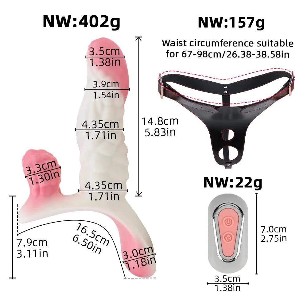 Three-head Vibrating +heating Head Dual-Person Wearable Vibrator for Female Masturbation Soft Silicone Material