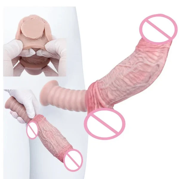 Soft Dual Layer Silicone Realistic Dildo Screw Handle Penis Sex Toys for Women Vagina Anal Stimulate