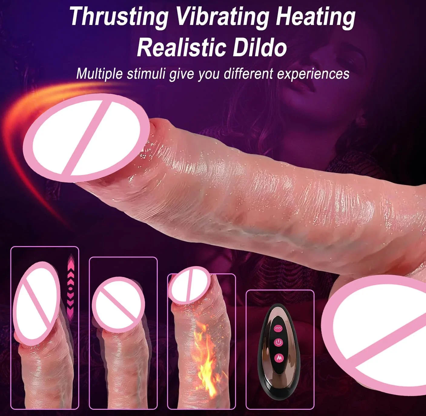 Soft Realistic Silicone Anal Dildos Clit G-spot Vagina Stimulation Remote Control Heating Thrusting Dildo Vibrator for Women