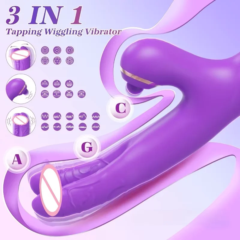 Tapping Flapping Vibrator Dual Dildo Clitoris Clit Sucker Stimulator Powerful Sex Toy Woman Rabbit Vibrators
