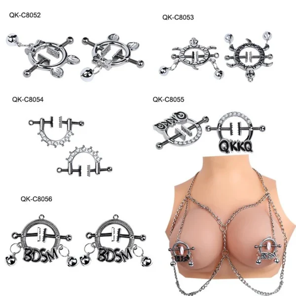 Bondage Harness With Nipple Clamps Alloy Chain Nipple Breast Clamp Clip Chain Couple Adult Sex Toys for Couples Games1